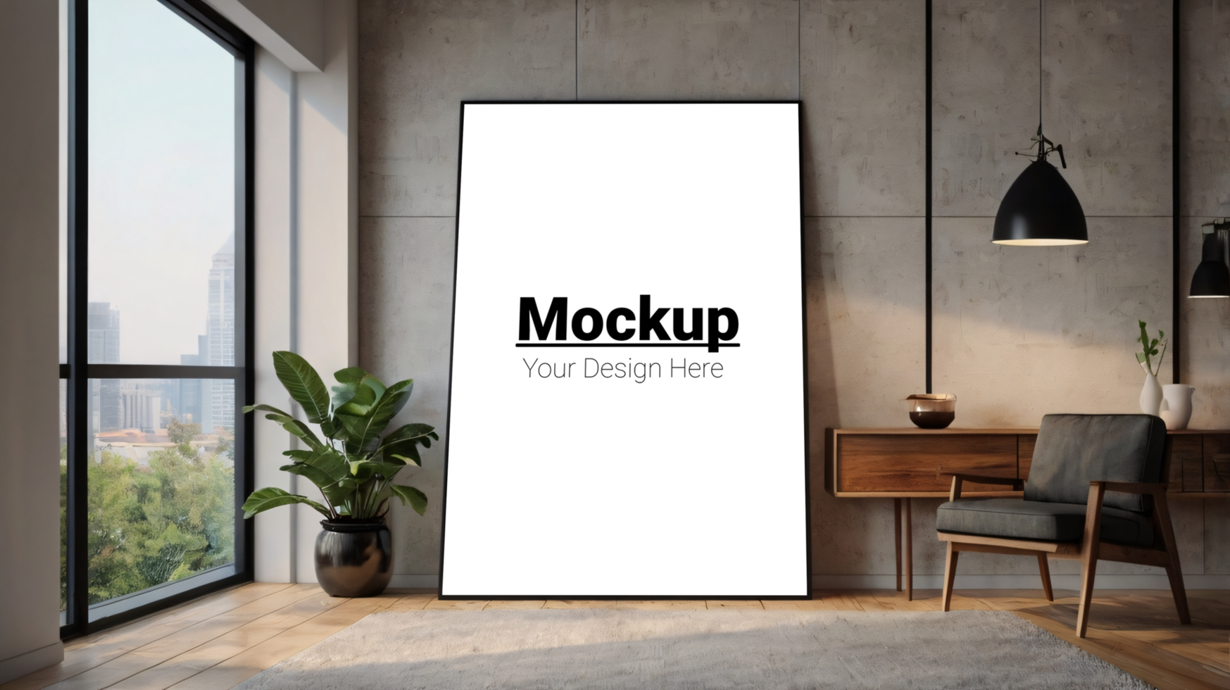 Modern living room mockup psd