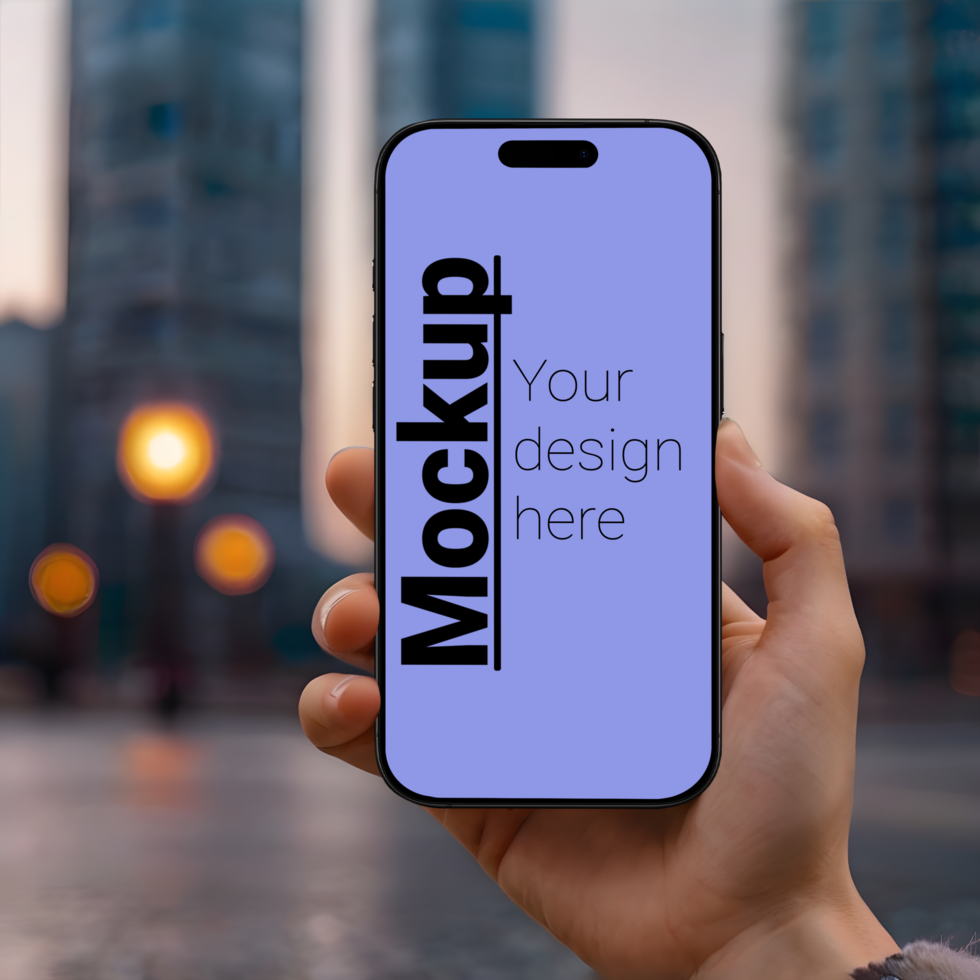 Hand holding a smartphone mockup psd