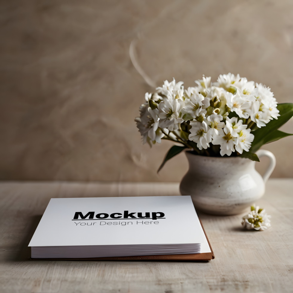Flowers mockup in a vase on a table psd