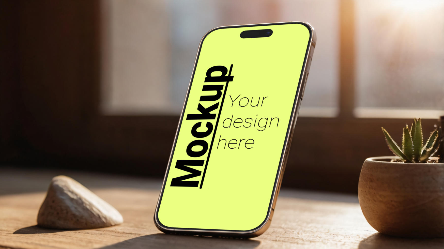 phone mockup on wooden table psd
