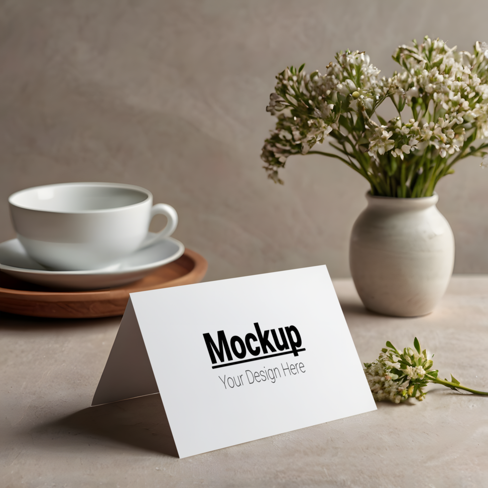 White card mockup on a table psd