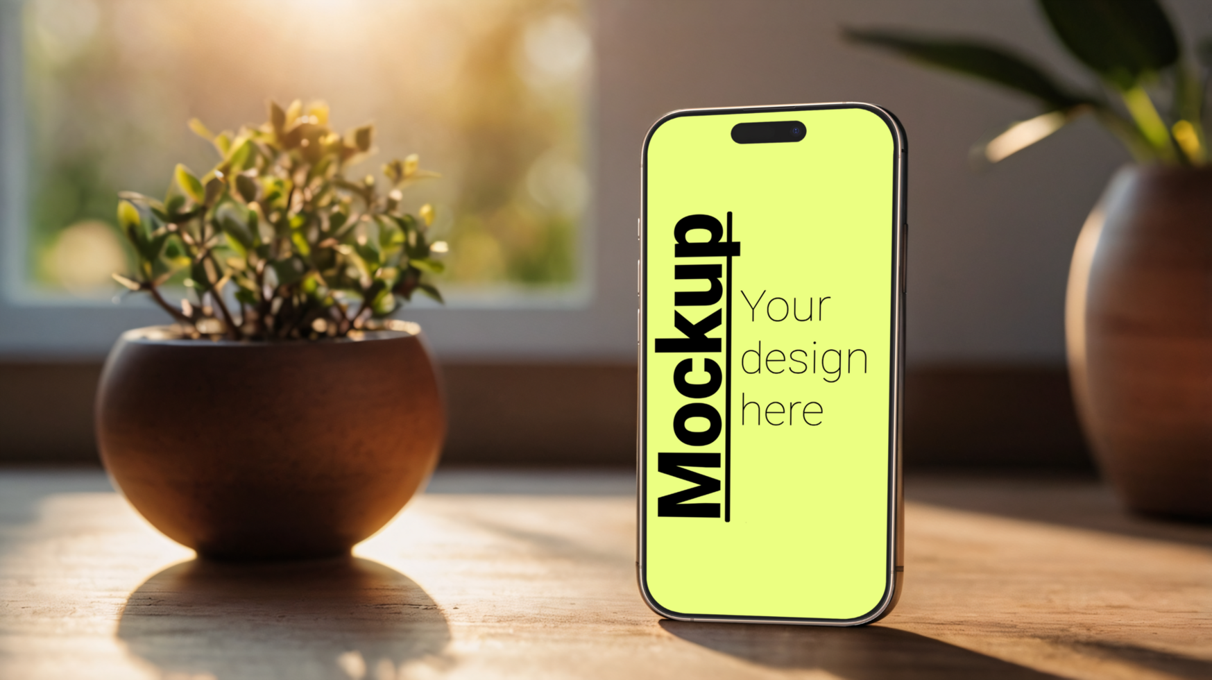 phone mockup on a table psd