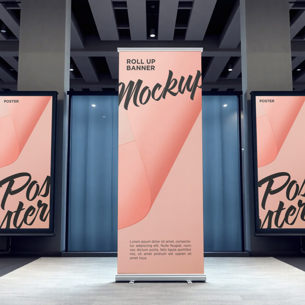 Elegant Roll Up Banner Mockup for Events psd