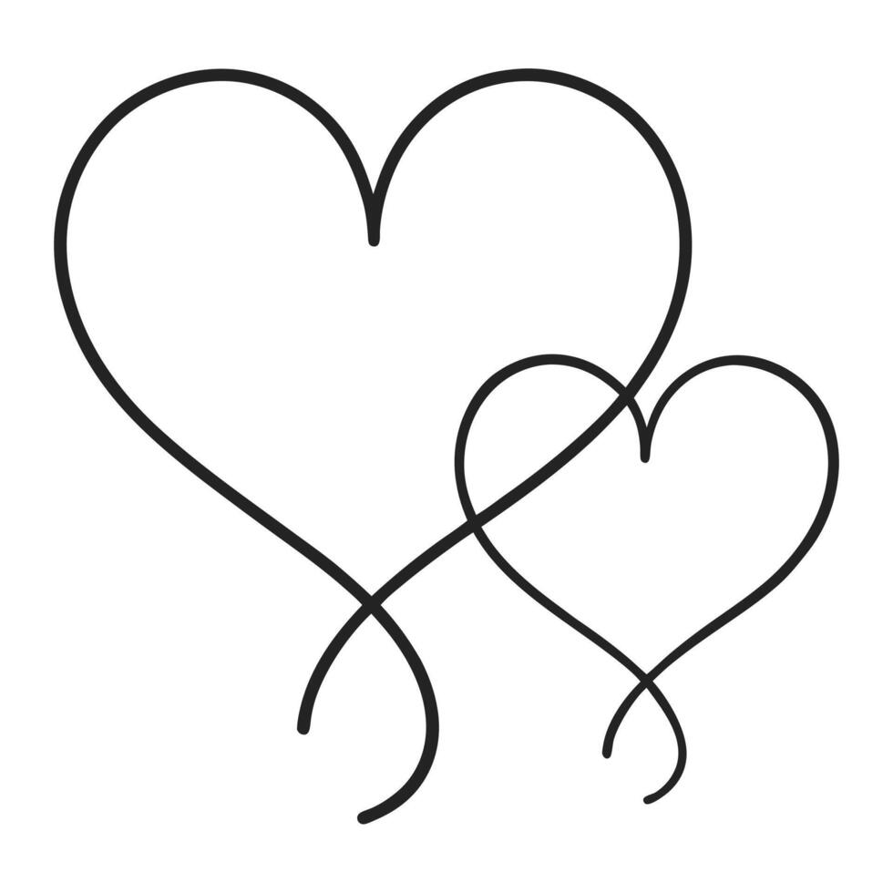 Two hearts are connected by a line vector