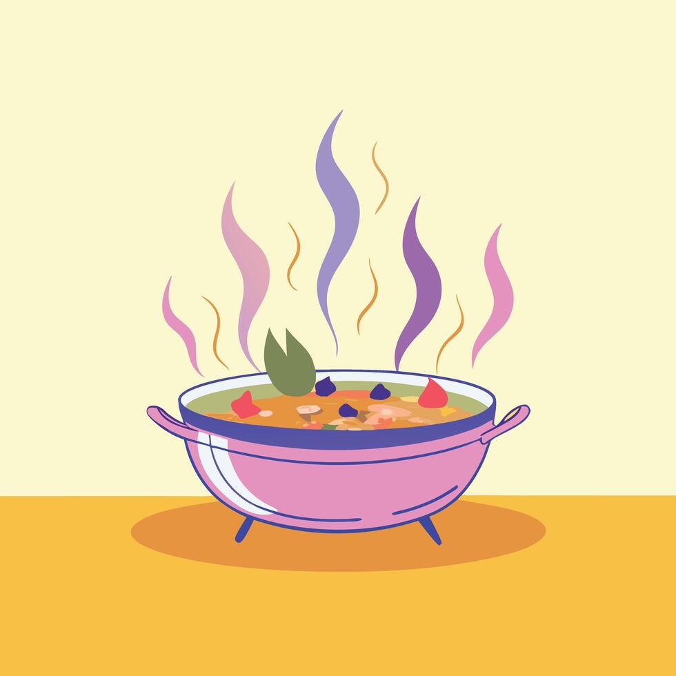 A bowl of food with smoke coming out of it vector