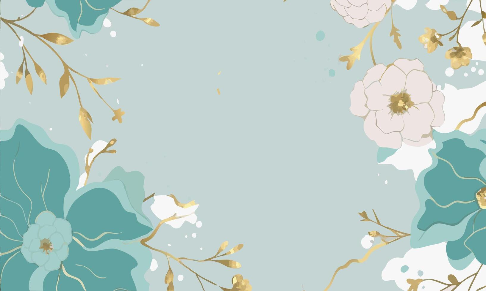 A floral background with gold leaves and flowers vector