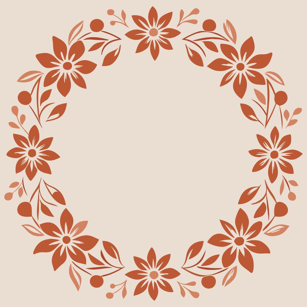 A floral wreath on a beige background vector