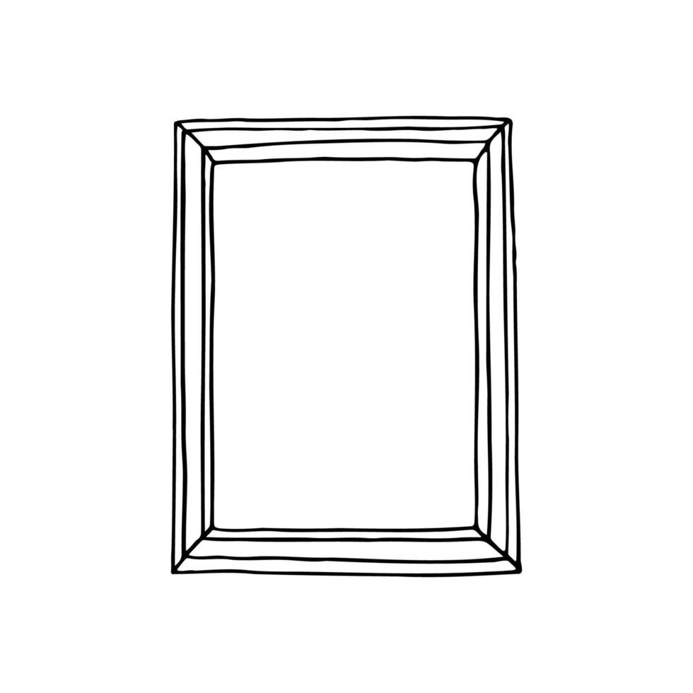 drawing vertical frame in doodle style - hand drawn line sketch vector