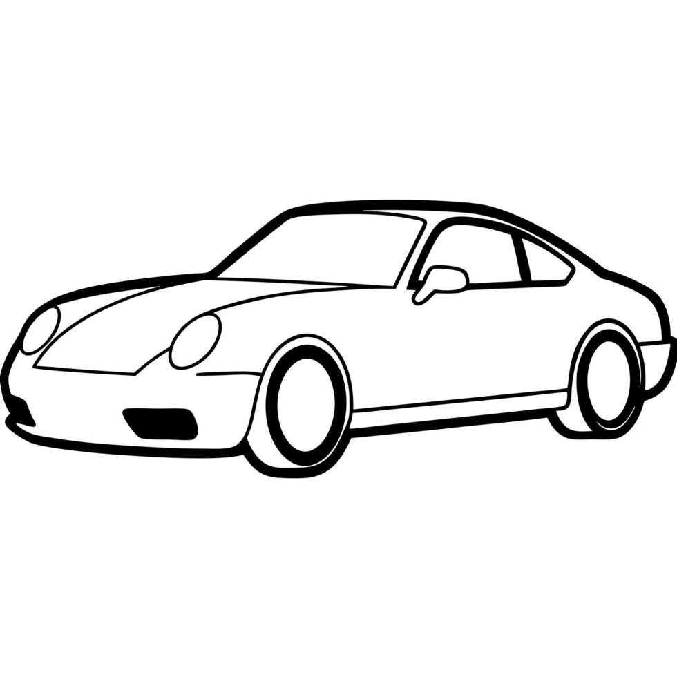 a clean porcshe side silhouette, illustration line art vector