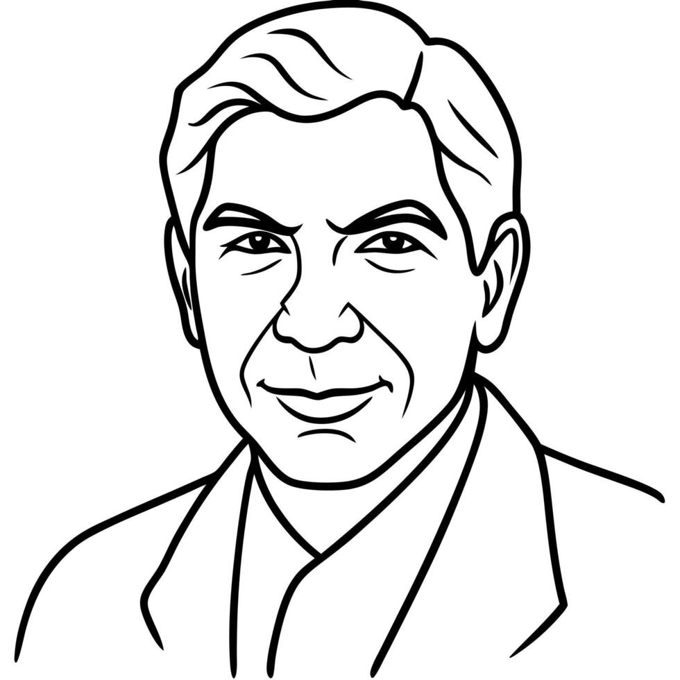 ratan tata, illustration line art vector