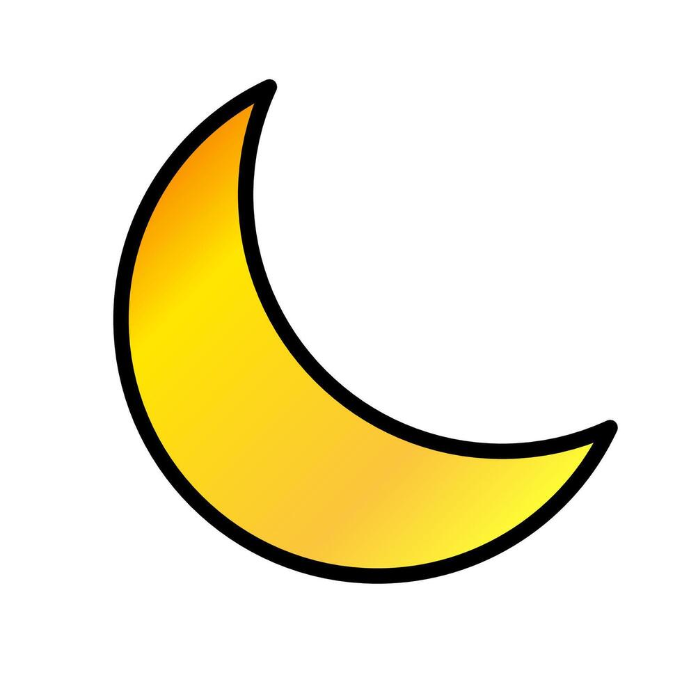 Crescent moon shape luxury gold template isolated on white background. vector