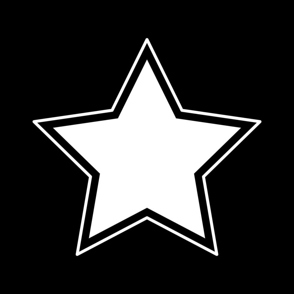 Star outline shape template isolated on black background. vector