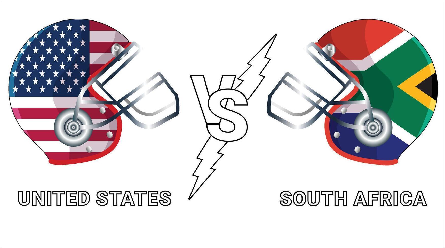 United States Vs South Africa 3D Illustration flags over cricket Helmet for Versus Match vector