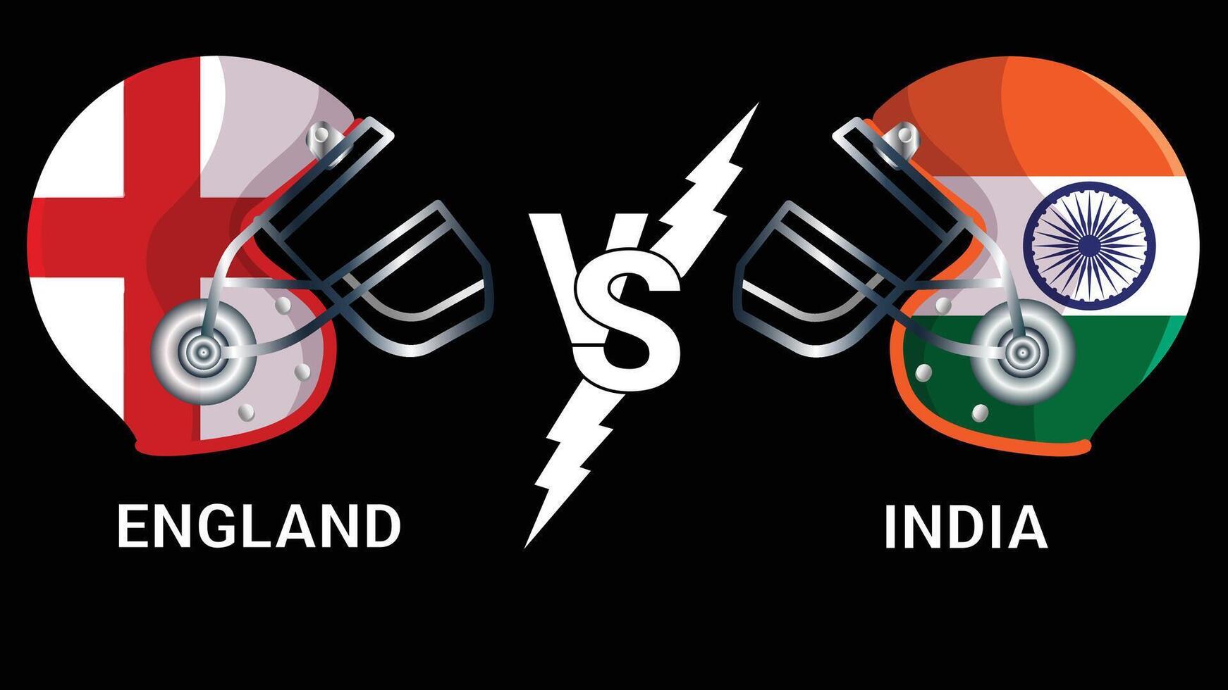 England vs India 3d illustration flags over cricket helmet for versus match with black background vector
