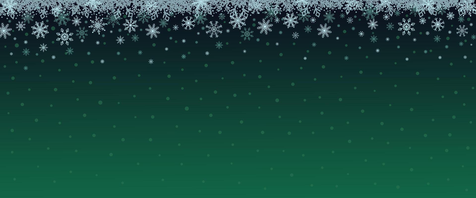 A green background with snowflakes on it vector