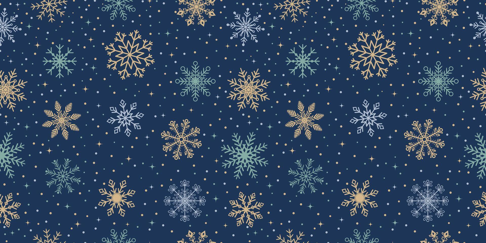 A blue and gold snowflake pattern on a dark background vector