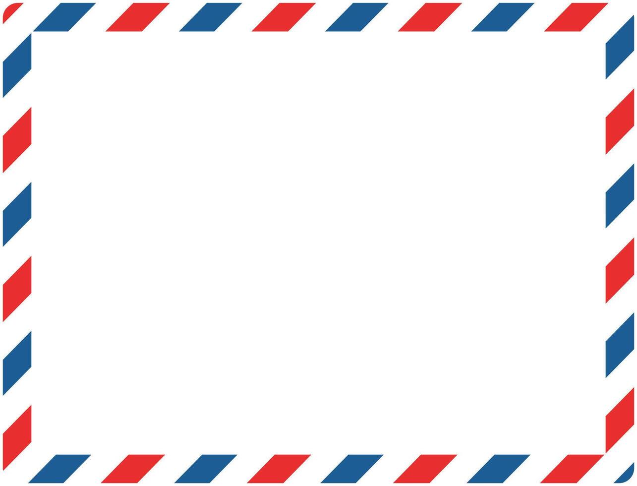 Airmail envelope frame. International vintage letter border. Lady Gray size. Retro air mail postcard with blue and red stripes. Empty classic postal message illustration. vector