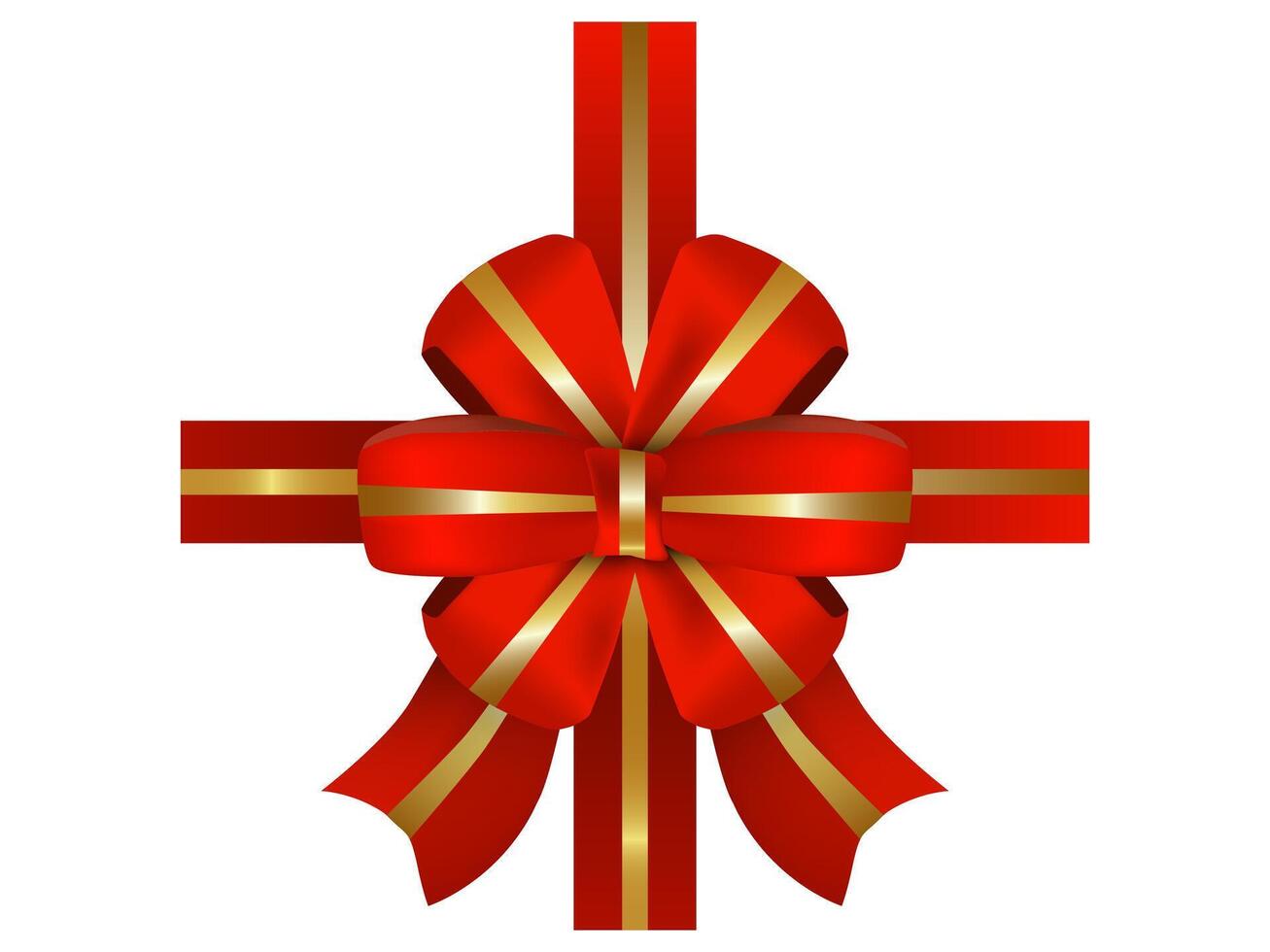 Red bow realistic shiny satin with shadow on white background for decorate your wedding invitation card, greeting card or gift boxes. vector