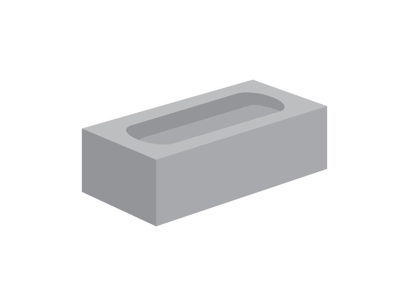 Gray Cement Cinder Block Isolated on White Background. vector