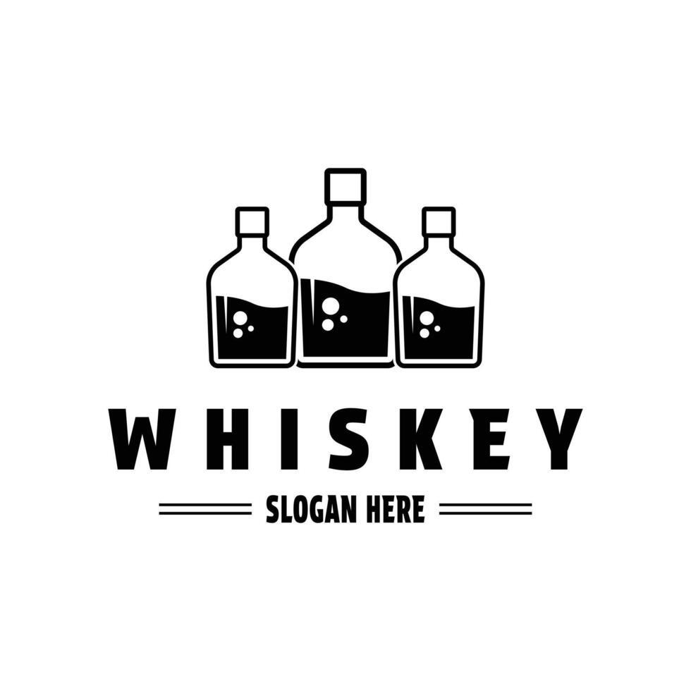 whiskey wine bottle logo design concept idea vector