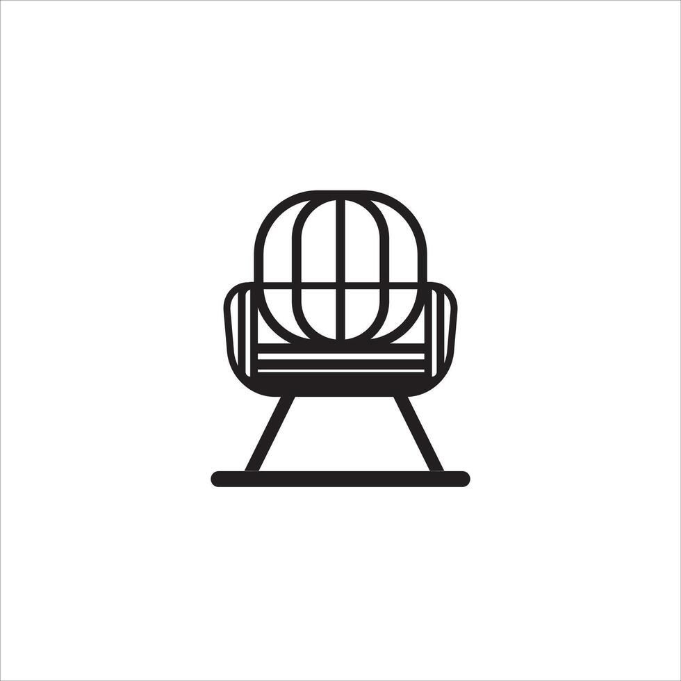 Chair icon design with black line style vector