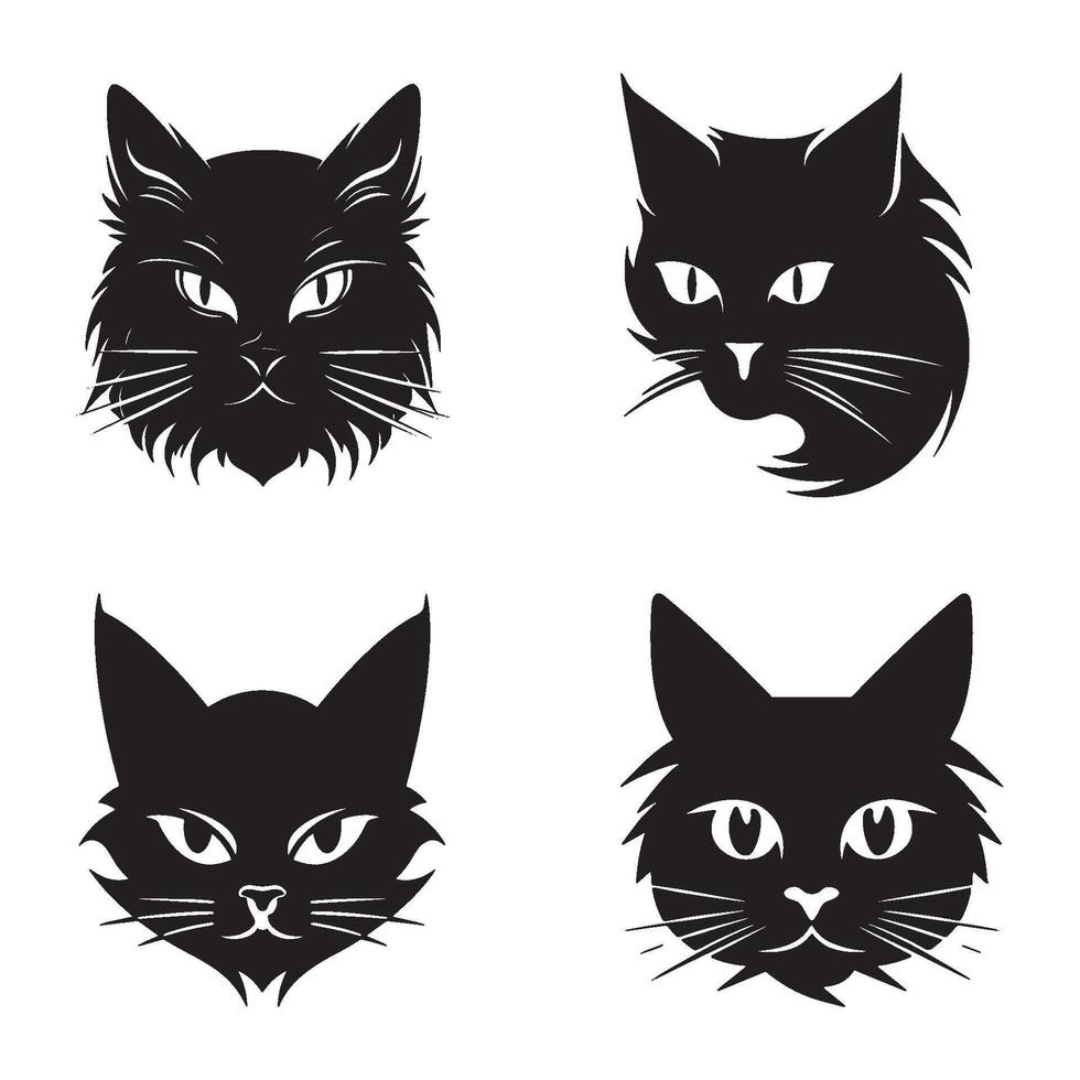 A set of cat head illustration for logo Graphic vector