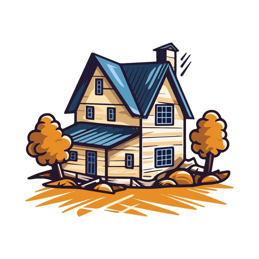 illustration of house infront of white background vector