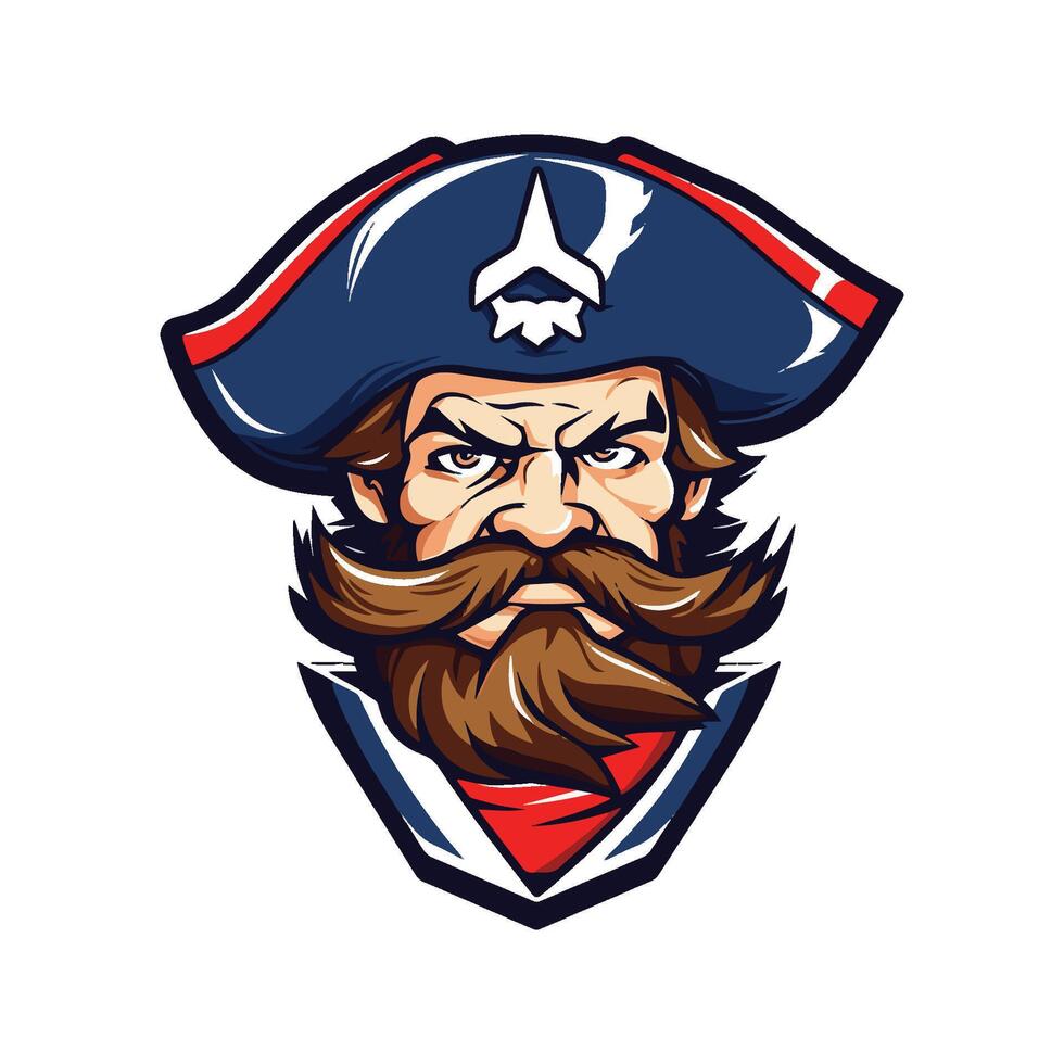 illustration head of captain pirate vector