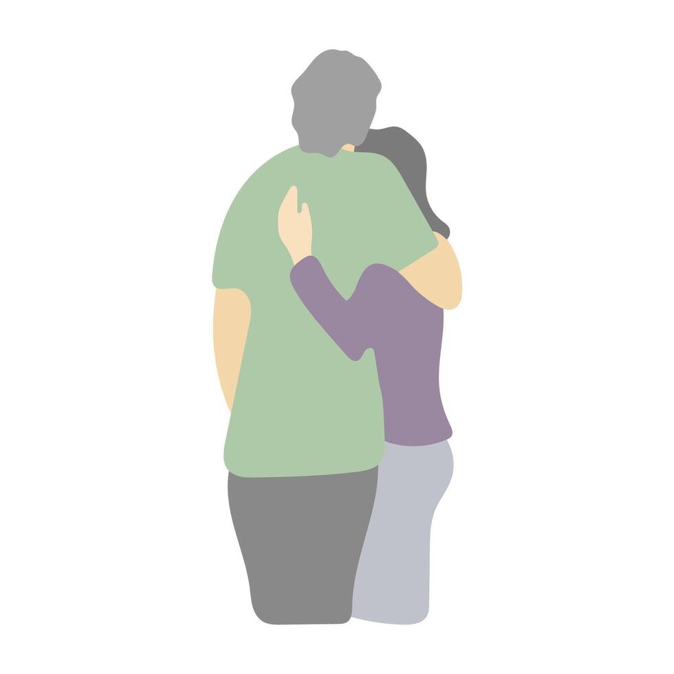 man and woman hugging in rear view illustration isolated on white background vector