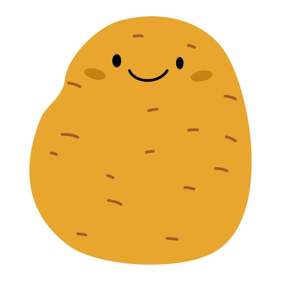 Flat illustration on white background in children's style. Potato with cute face vector