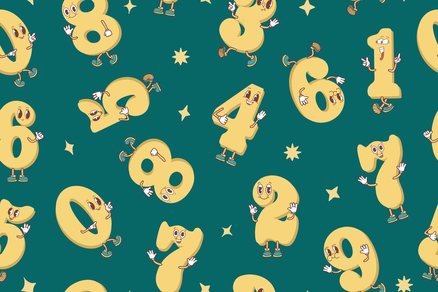 Funny math number characters for kids math or birthday, kawaii . Happy smiling numbers and numeric digits with face for algebra education or arithmetic smiley and emoji numbers. vector