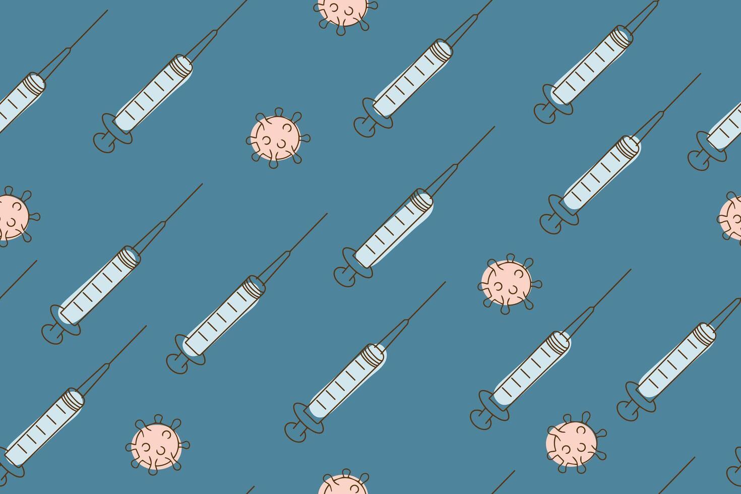 Seamless pattern with vaccine and syringe icon. Editable background related to diseases, flu, coronavirus, epidemic and quarantine. vector