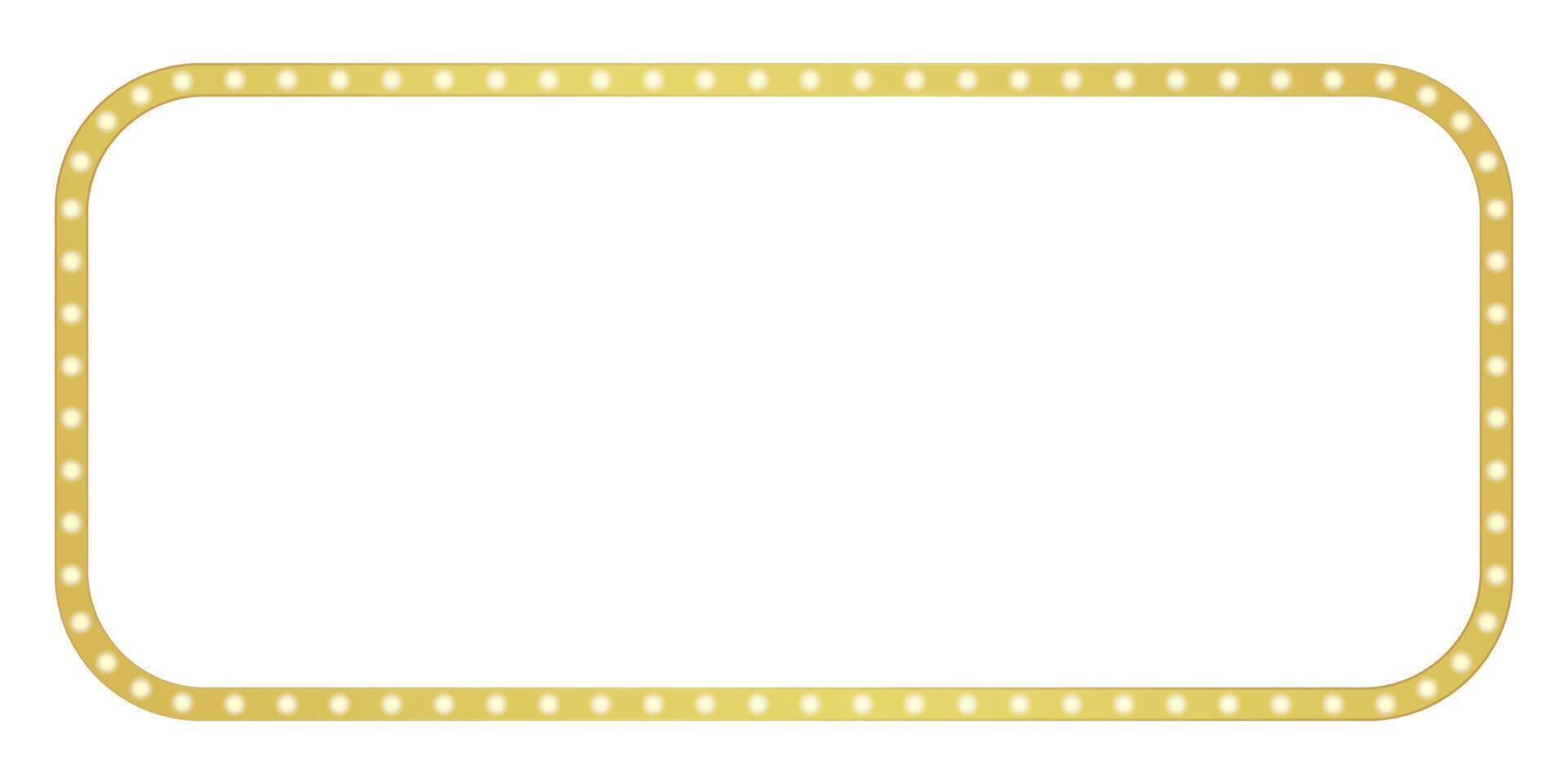 Retro gold lights frame border isolated illustration vector