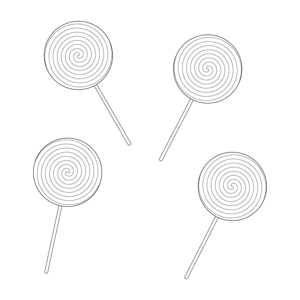 Spiral lollipop illustration for Halloween coloring page. Fun and simple candy design perfect for childrens activities. vector
