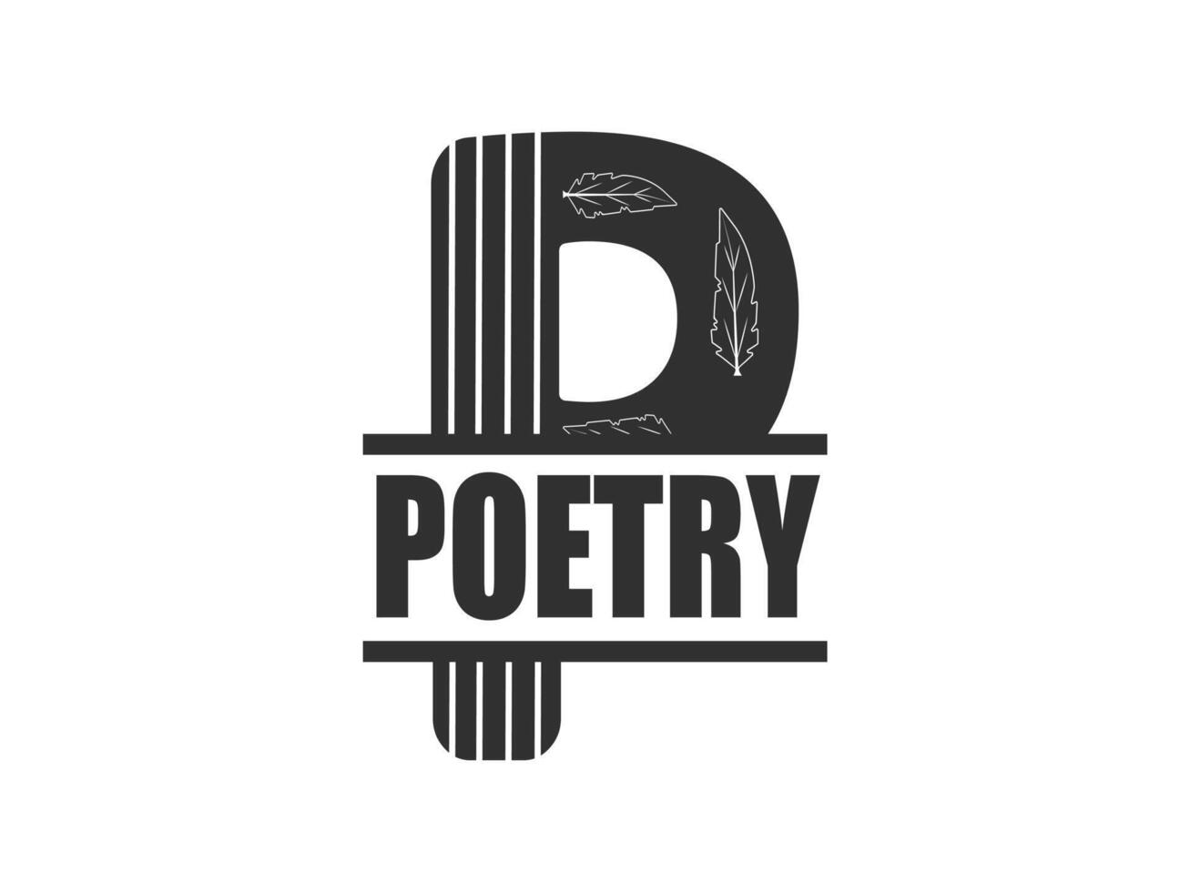 Elegant Poetry Monogram Logo, Vintage Monogram for Poetic Identity, Poetry Emblem Design, Author Logo, Classic Emblem for Poetic Branding, Poetry Inspired Monogram Logo, Monogram Logo with Literary vector