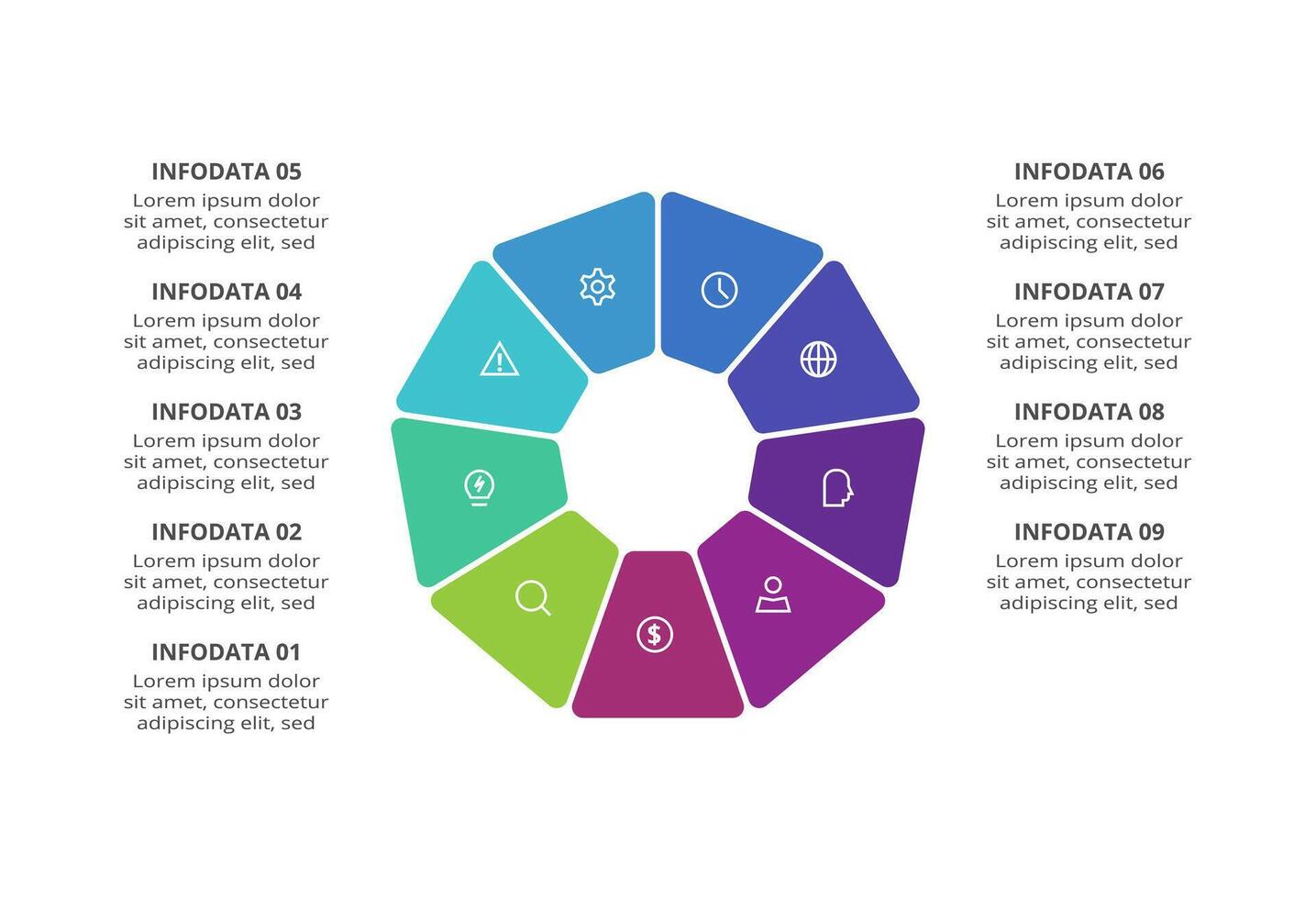 Creative concept for infographic with 9 steps, options, parts or processes. Business data visualization. vector