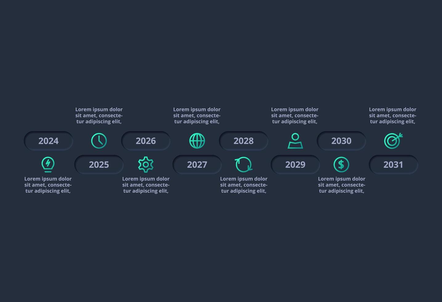 Neumorphic flowchart dark iinfographic. Creative concept for infographic with 8 steps, options, parts or processes. vector