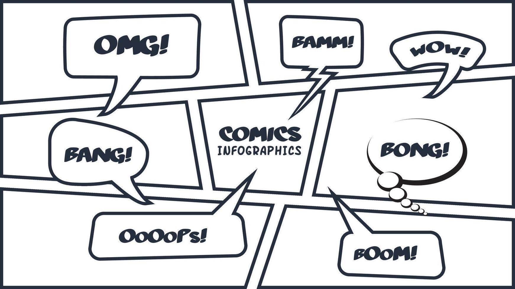 Comics infographic with 7 steps, options, parts or processes. Business data visualization. Creative infographic template vector