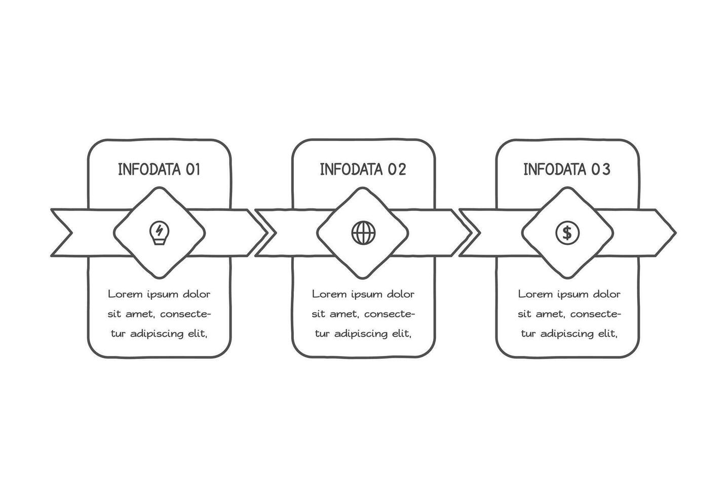 Doodle infographic elements with 3 options. business template for presentation vector