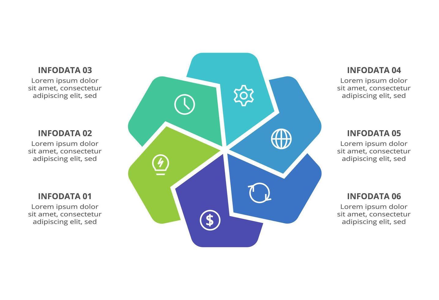 Creative concept for infographic with 6 steps, options, parts or processes. Business data visualization. vector