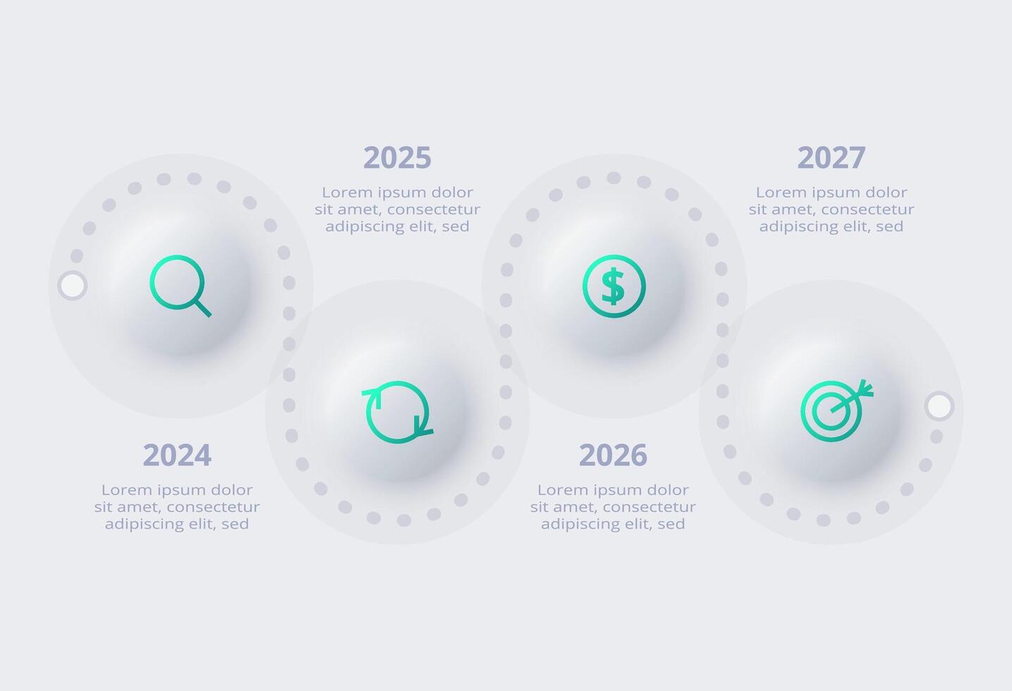 Neumorphic flow chart infographic. Creative concept for infographic with 4 steps, options, parts or processes. vector