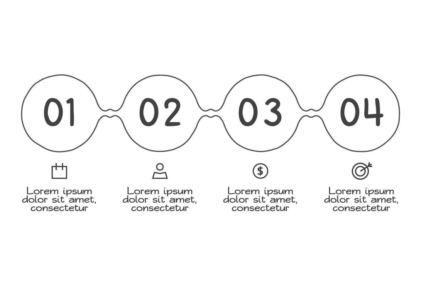 Doodle infographic elements with 4 options. business template for presentation vector