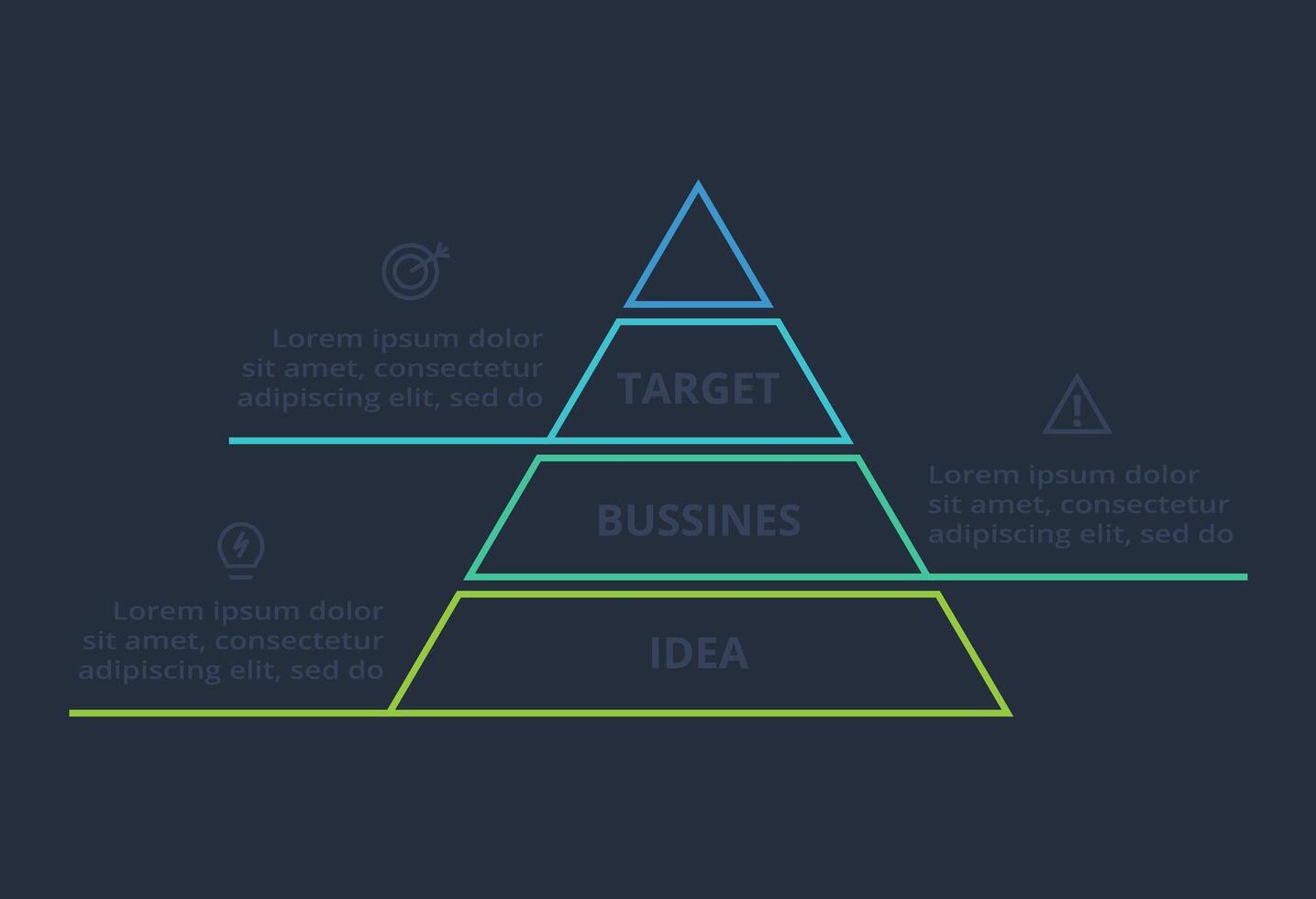 Line concept for infographic with 3 steps, options, parts or processes. Template for web on a black background. vector