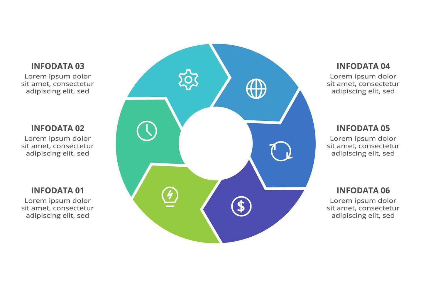 Creative concept for infographic with 6 steps, options, parts or processes. Business data visualization. vector