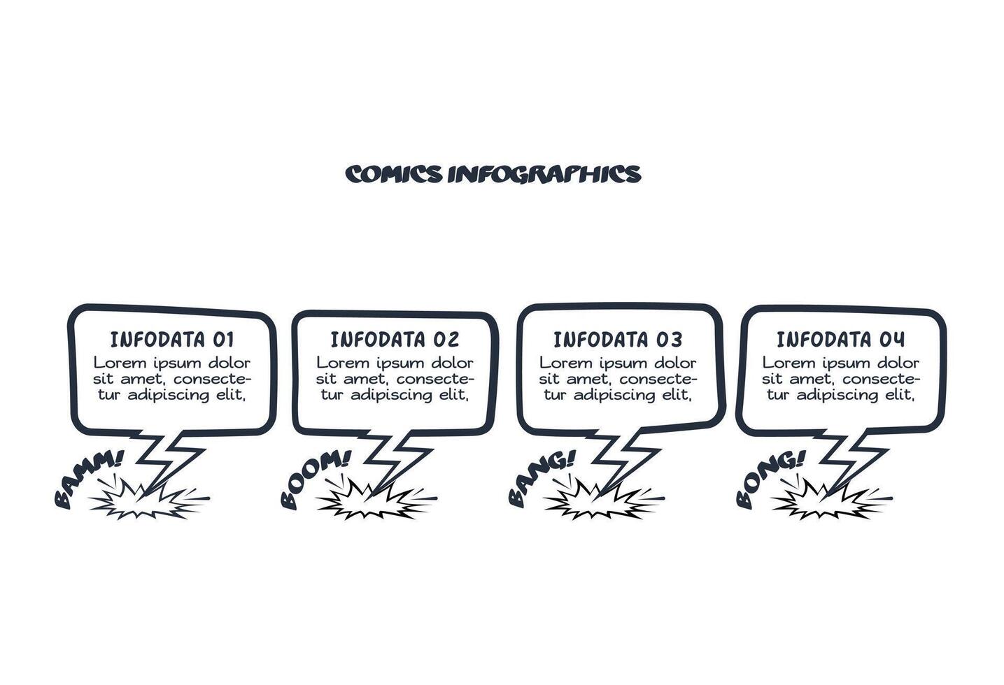 Comics infographic with 4 steps, options, parts or processes. Business data visualization. Creative infographic template vector