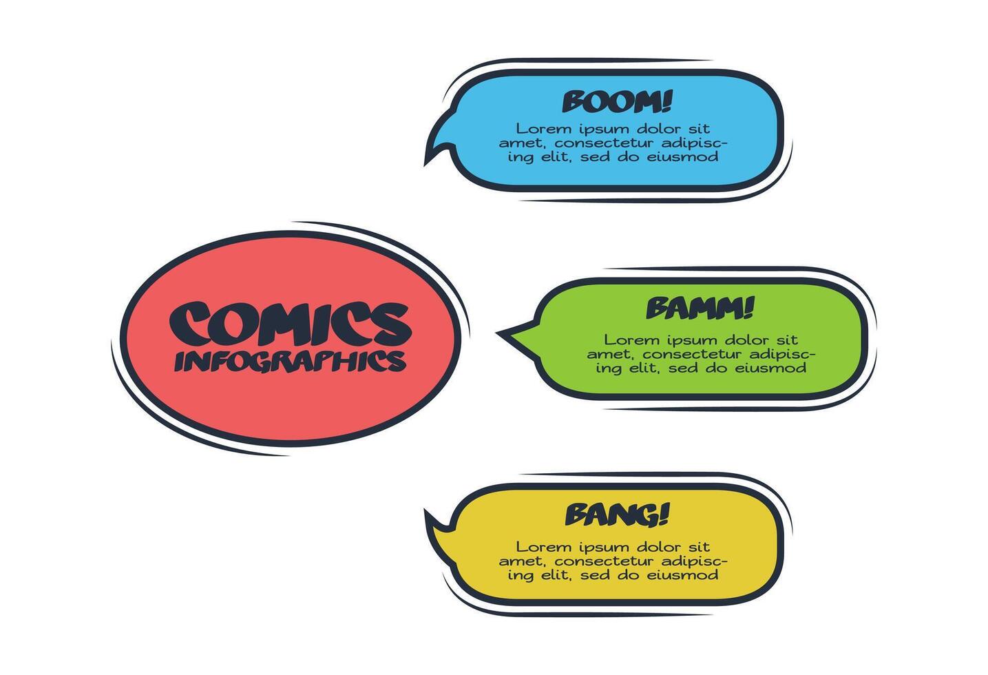 Comics infographic with 3 steps, options, parts or processes. Business ...