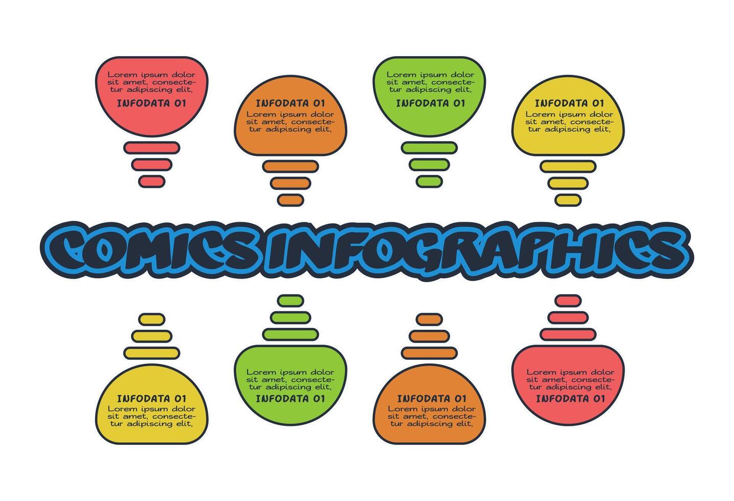 Comics infographic with 8 steps, options, parts or processes. Business ...