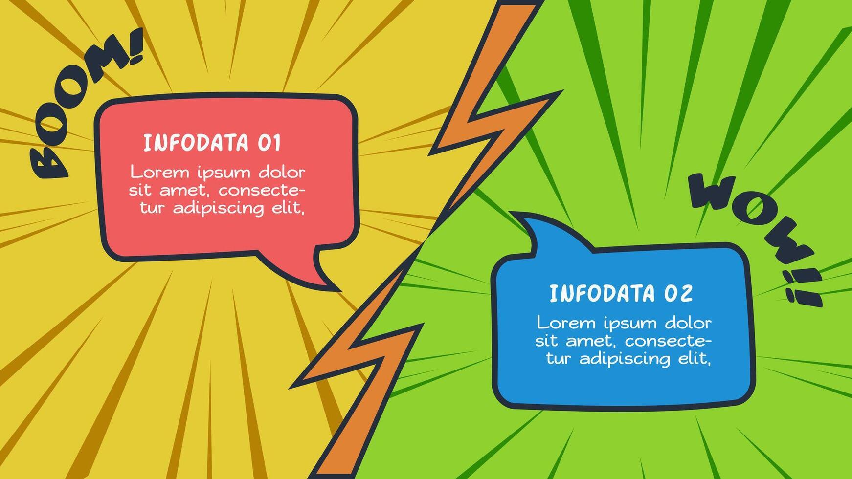 Comics infographic with 2 steps, options, parts or processes. Business data visualization. Creative infographic template vector