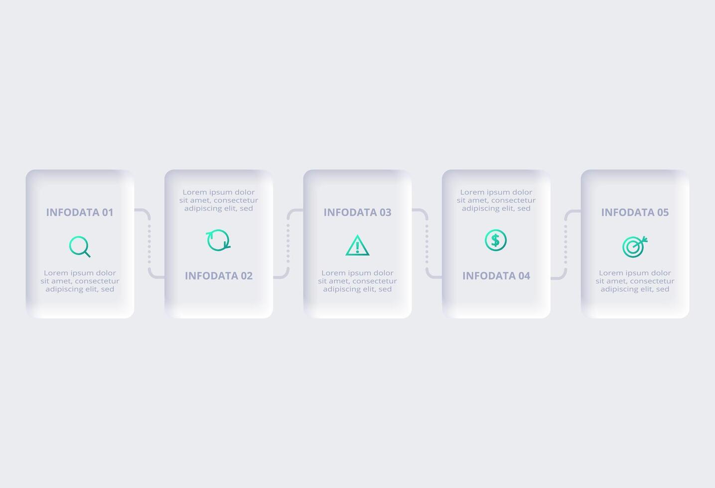 Neumorphic flowchart infographic. Creative concept for infographic with 5 steps, options, parts or processes. Template for diagram, graph, presentation and chart. vector