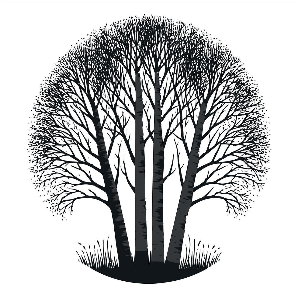 The Gathering Trees silhouette vector